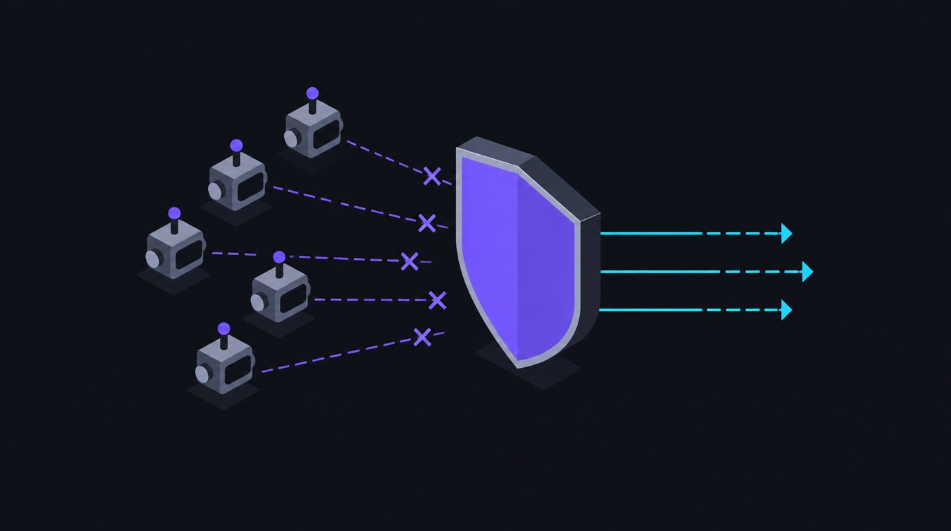 A shield deflecting automated bot traffic