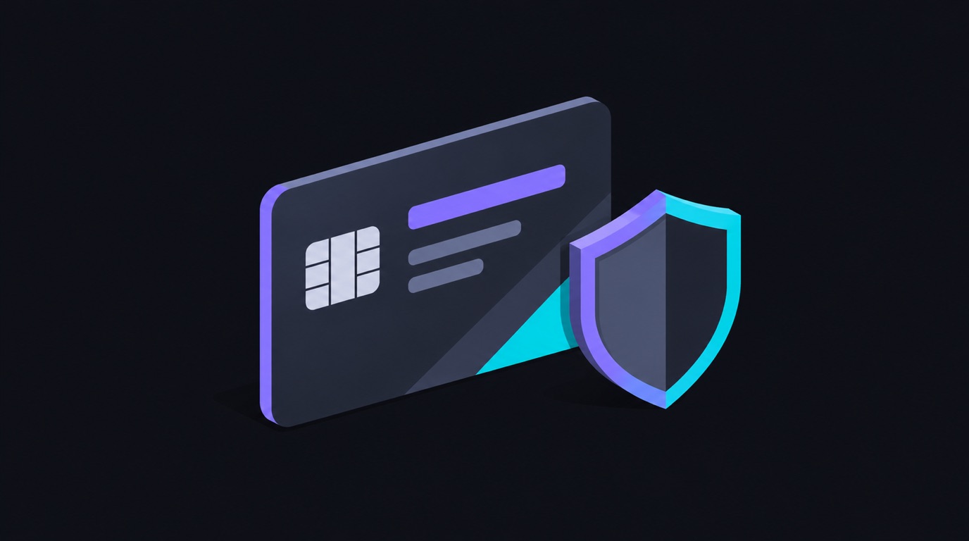A key card beside a small shield