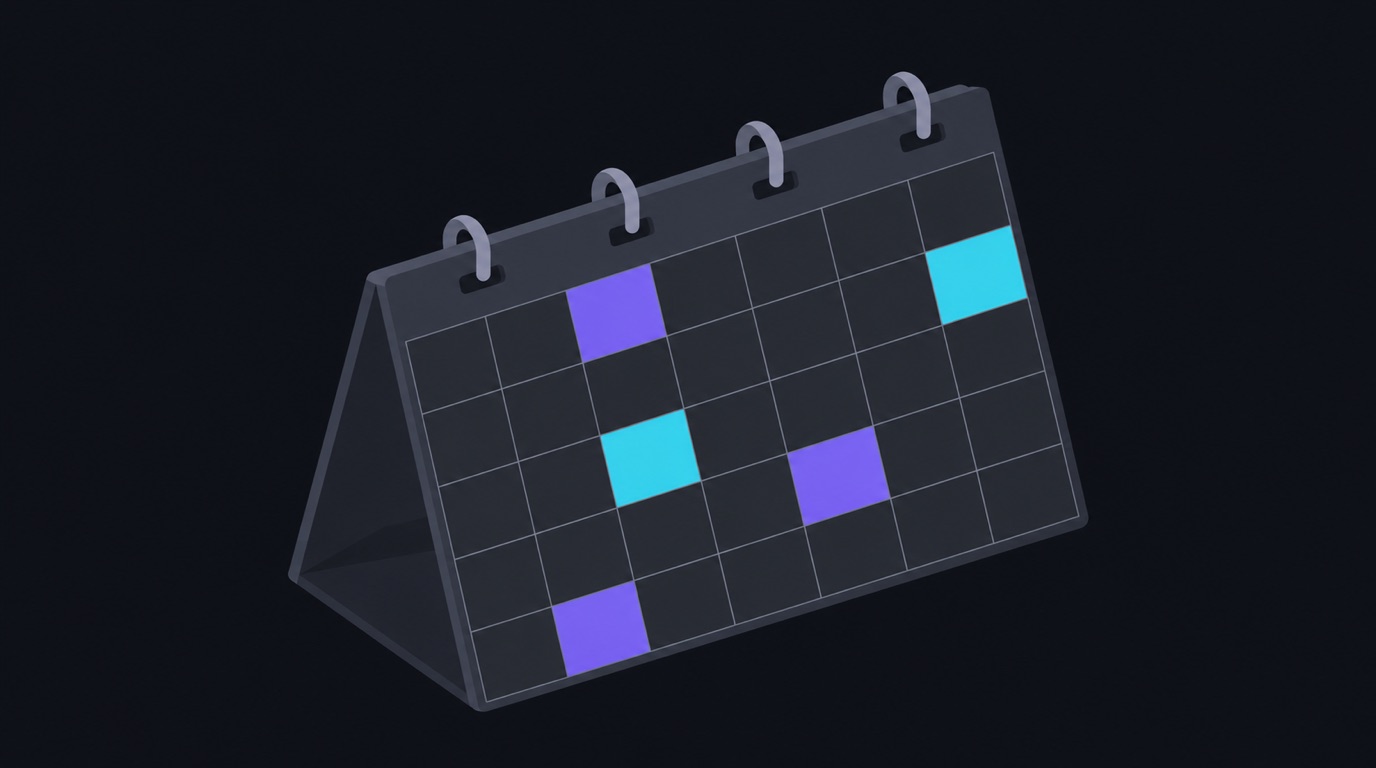 A month calendar grid with a few highlighted cells