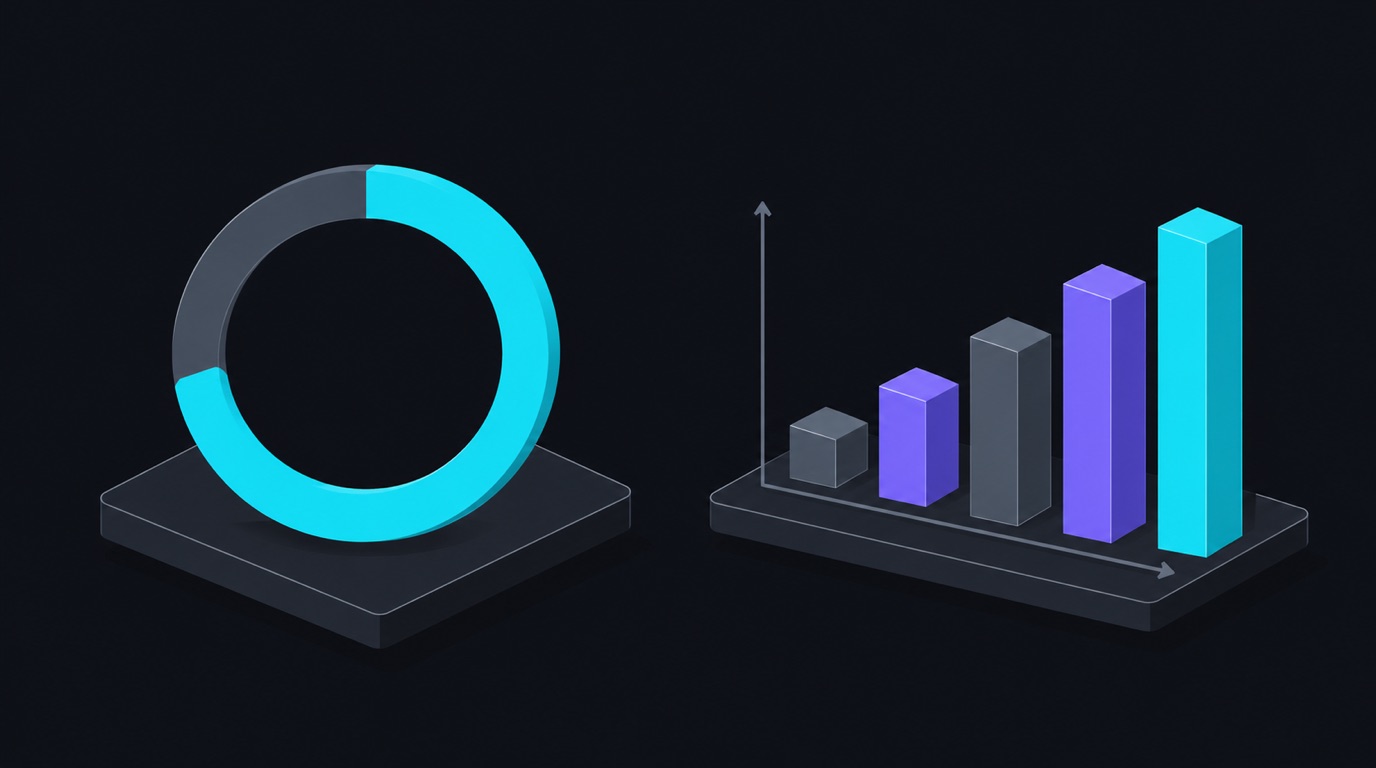 A percentage gauge beside a small bar chart