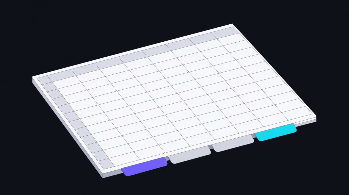 A spreadsheet workbook grid with tabs