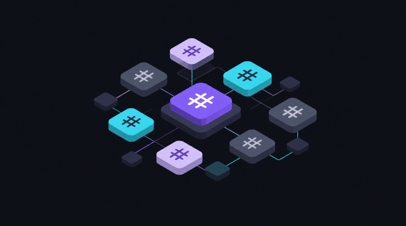 A tidy cloud of hashtag chips on a grid