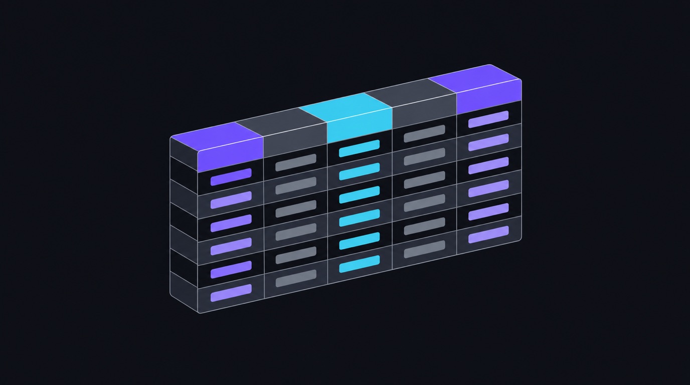 Structured JSON rows of stacked data records