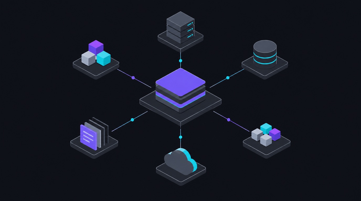 Several platform nodes connected to one hub