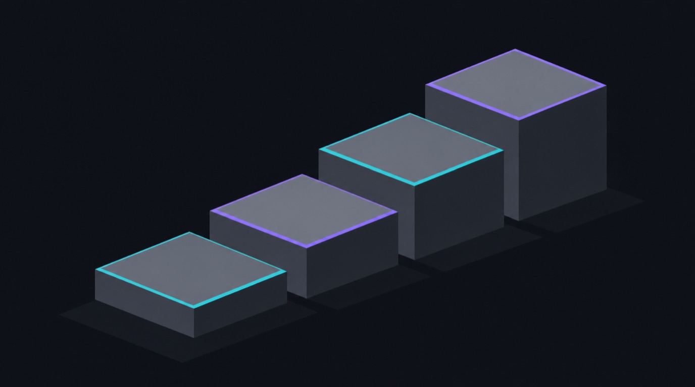 A tiered stair of pricing blocks